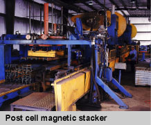 Post cell magnetic stacker
